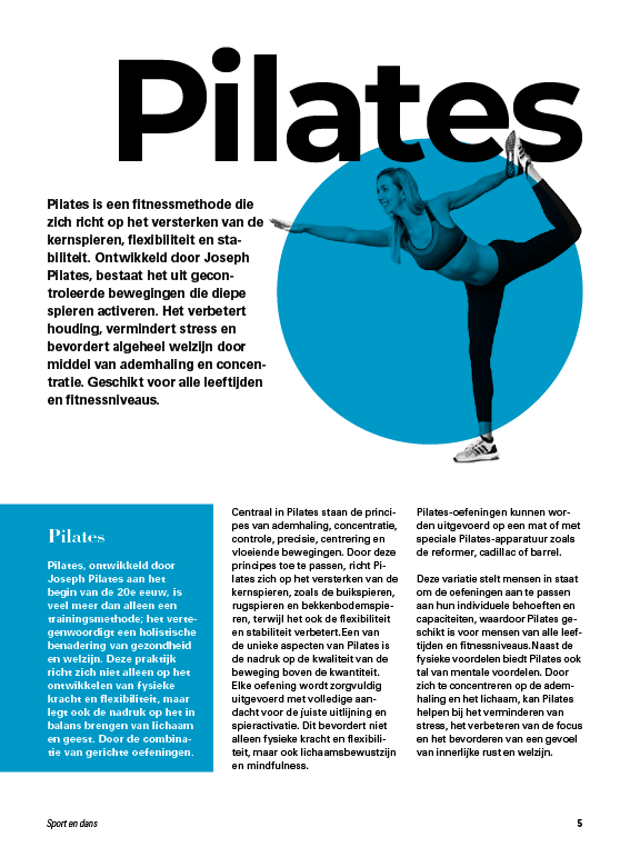 Opdracht InDesign/Photoshop: Dans en Sport Fiches.