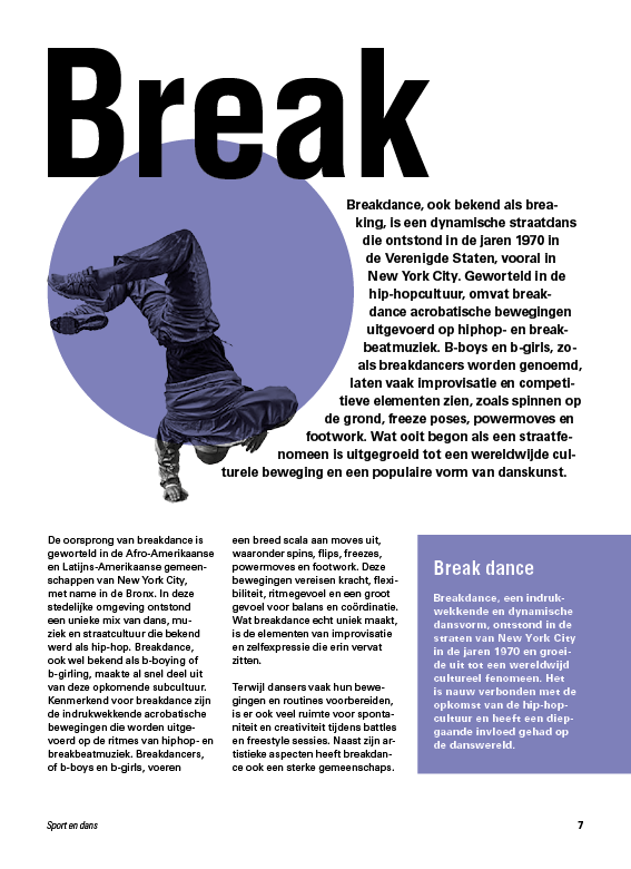 Opdracht InDesign/Photoshop: Dans en Sport Fiches.