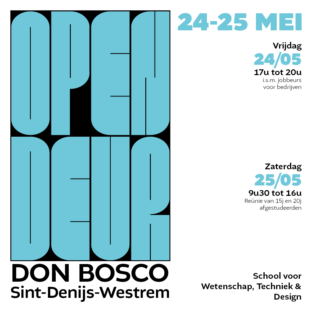 Opdracht Illustrator/InDesign: Affiche Opendeurdag 1080X1080.